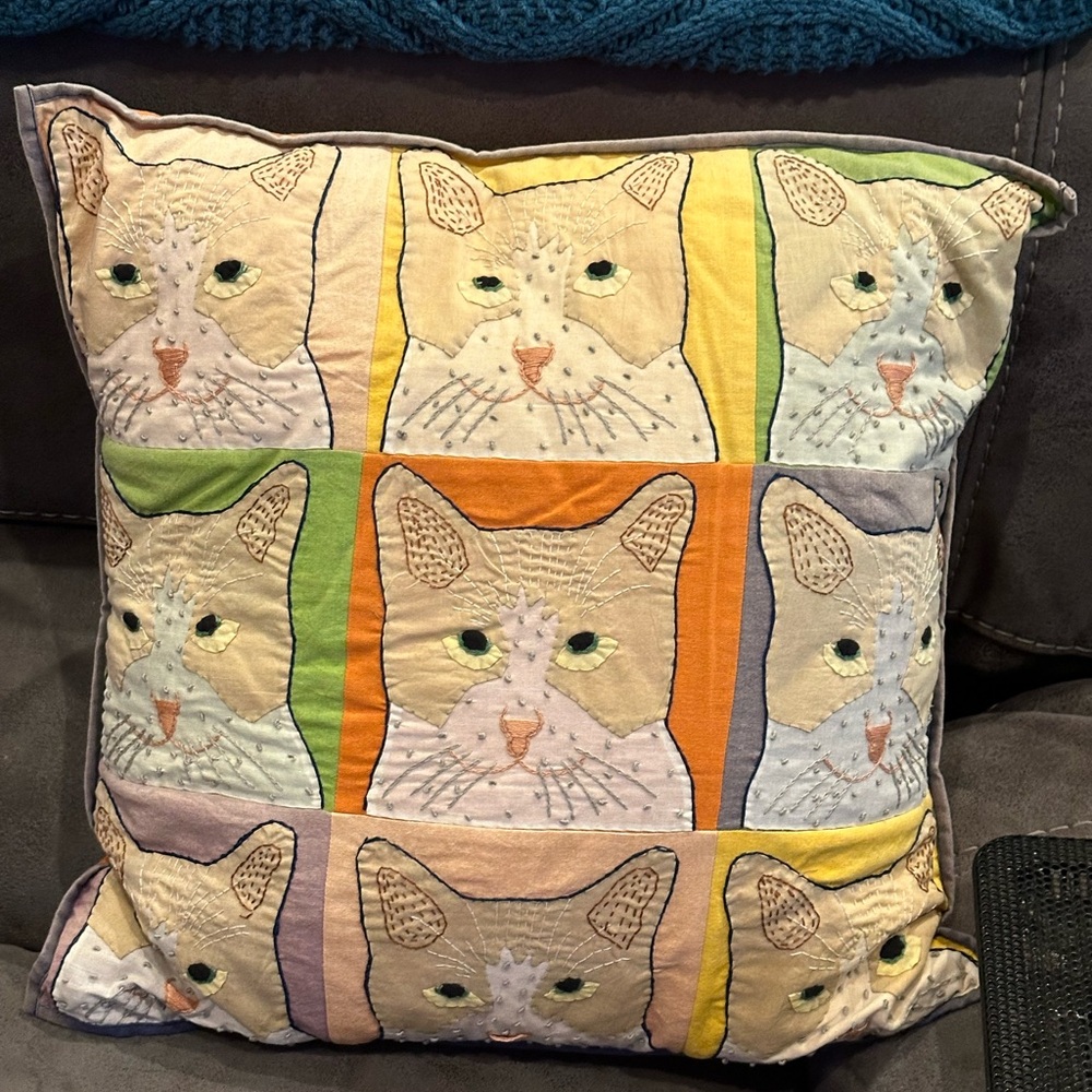 Colorful Cat Pattern Pillow